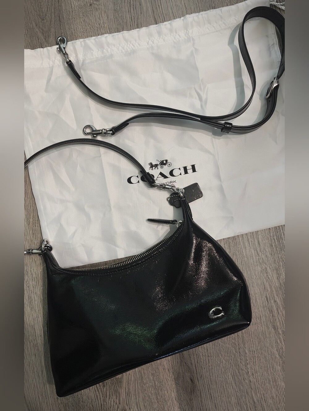 Coach Juliet 25 Glazed Black Leather Silver Hardware